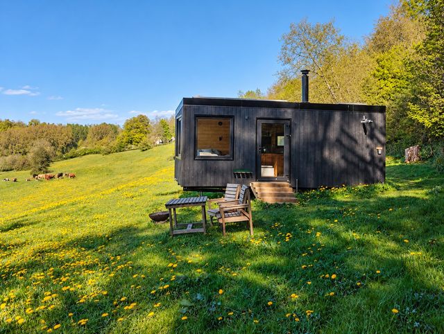 An off-grid HIDE n SEEK cabin on a partner farm